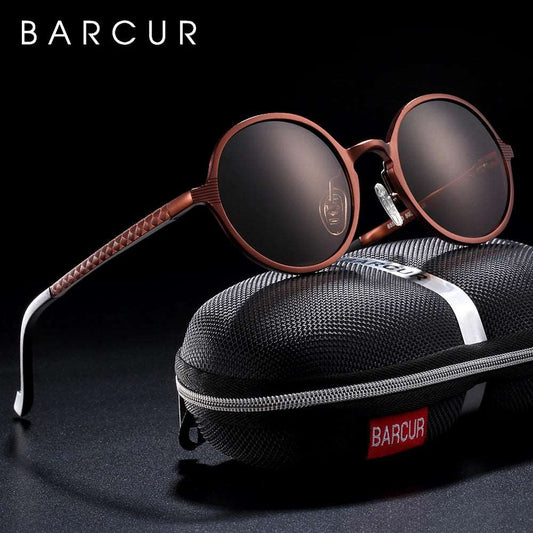 BARCUR Hot Black Goggle Male Round Sunglasses Luxury Brand Men Glasses Retro Vintage Women Sun Glasses UV400 Eyewear