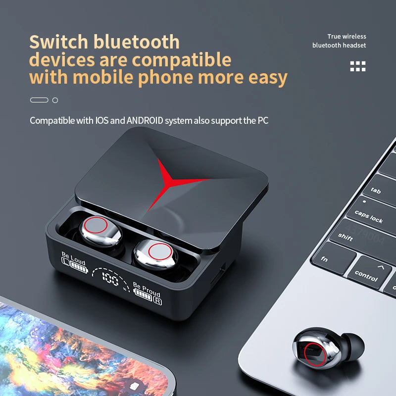 2024 New Bluetooth 5.3 Wireless TWS Headset Waterproof Noise Canceling Game Earbuds with LED Screen HiFi Music Sports Earphone