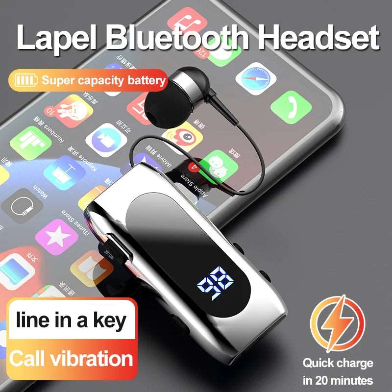K55 Lavalier Business Bluetooth 5.2 Headphone Talk/Music Time 20 Hours,LED Digital Display,Noice Cancelling Wireless Earphones