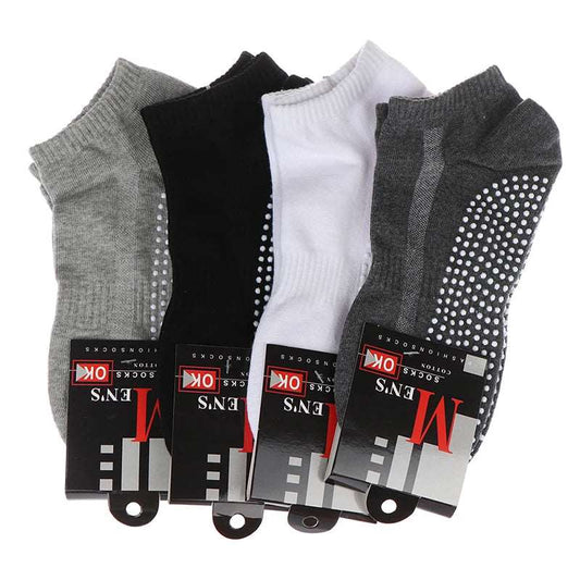 1pair Men's Cotton Non-slip Yoga Socks With Grips Breathable Anti Skid Floor Socks For Pilates Gym Fitness Size 39-44
