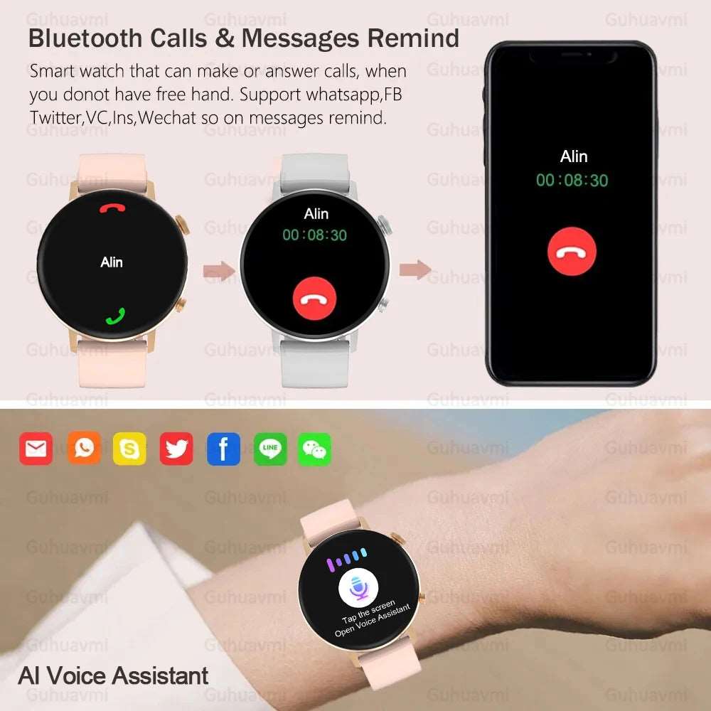 2024New ECG Health Watch Women AMOLED HD Screen NFC Smartwatch HD Bluetooth Call Sport Clock IP68 Waterproof Smart Watch For IOS