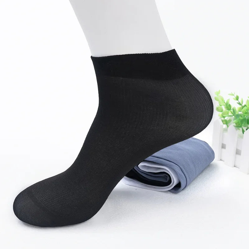 20 Pairs Men Socks Bamboo Fiber Short Socks Thin Elastic Silky Sock Stockings Mens Spring Summer Autumn Breathable RootlessThin
