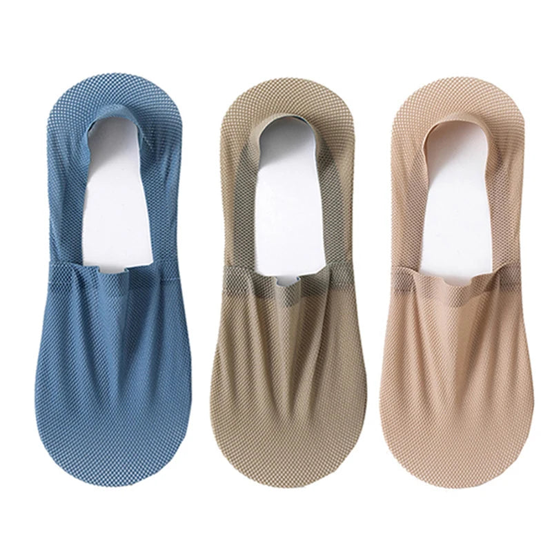 3Pair / Lot Men Boat Socks Fashion Summer Thin Invisible Sock Breathable Soft Casual Sox High Quality Elastic Mesh Sokken Meias