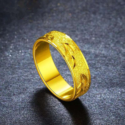 18K Gold Couples Ring for Men Women Lover Frosted Carving Mens Womens Rings Fashion Daily Wear Jewelry Unisex