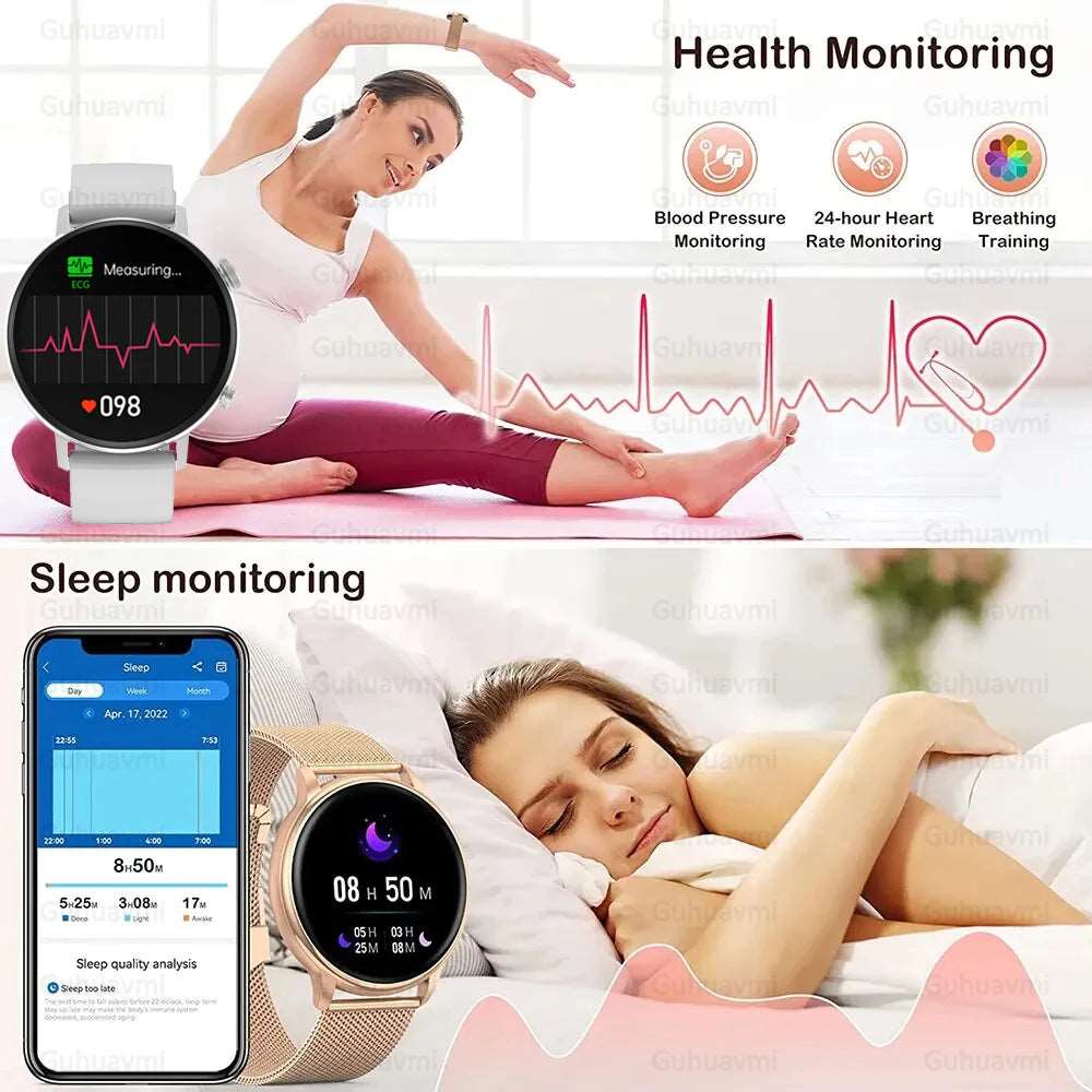 2024New ECG Health Watch Women AMOLED HD Screen NFC Smartwatch HD Bluetooth Call Sport Clock IP68 Waterproof Smart Watch For IOS