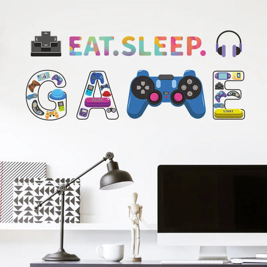 1pcs Wall Stickers Gamer Come On Bedroom Living Room Electric Boy Play Game Cartoon Wall Stickers From Pvc Material